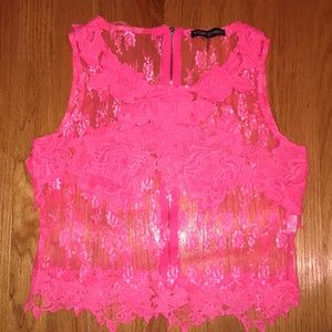 Pink lace tank top
